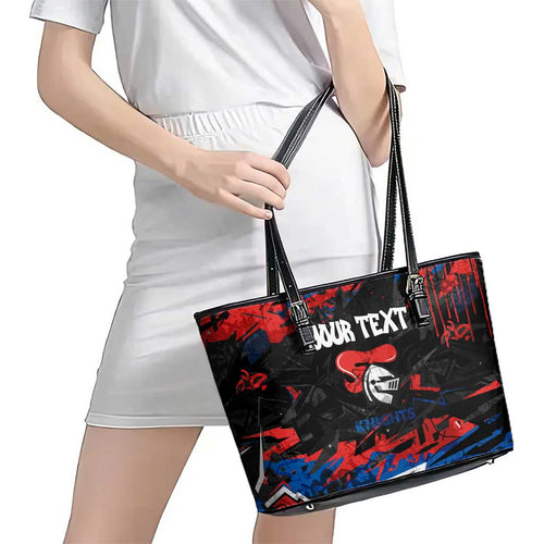 Personalized Newcastle Knights Leather Tote Bag Graffiti Grunge Abstract Urban Street Style Design