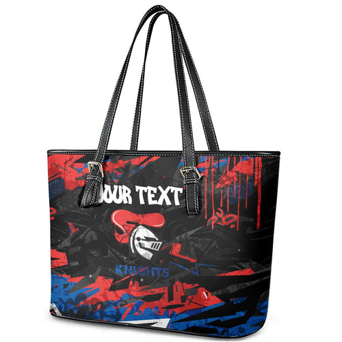 Personalized Newcastle Knights Leather Tote Bag Graffiti Grunge Abstract Urban Street Style Design