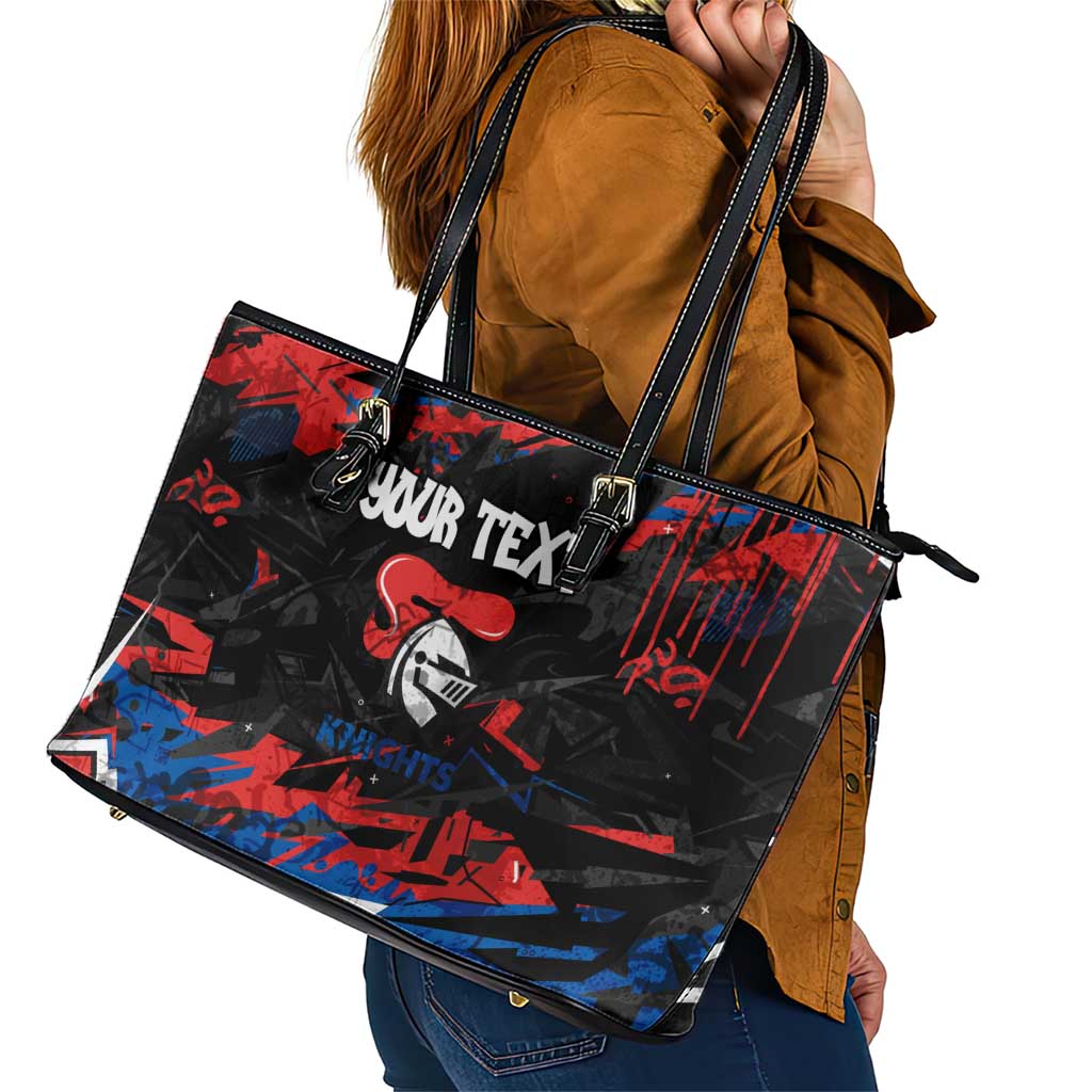 Personalized Newcastle Knights Leather Tote Bag Graffiti Grunge Abstract Urban Street Style Design