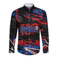 Personalized Newcastle Knights Long Sleeve Button Shirt Graffiti Grunge Abstract Urban Street Style Design