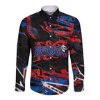 Personalized Newcastle Knights Long Sleeve Button Shirt Graffiti Grunge Abstract Urban Street Style Design