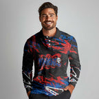 Personalized Newcastle Knights Long Sleeve Polo Shirt Graffiti Grunge Abstract Urban Street Style Design