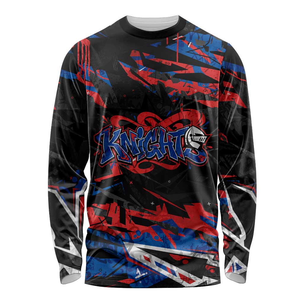 Personalized Newcastle Knights Long Sleeve Shirt Graffiti Grunge Abstract Urban Street Style Design