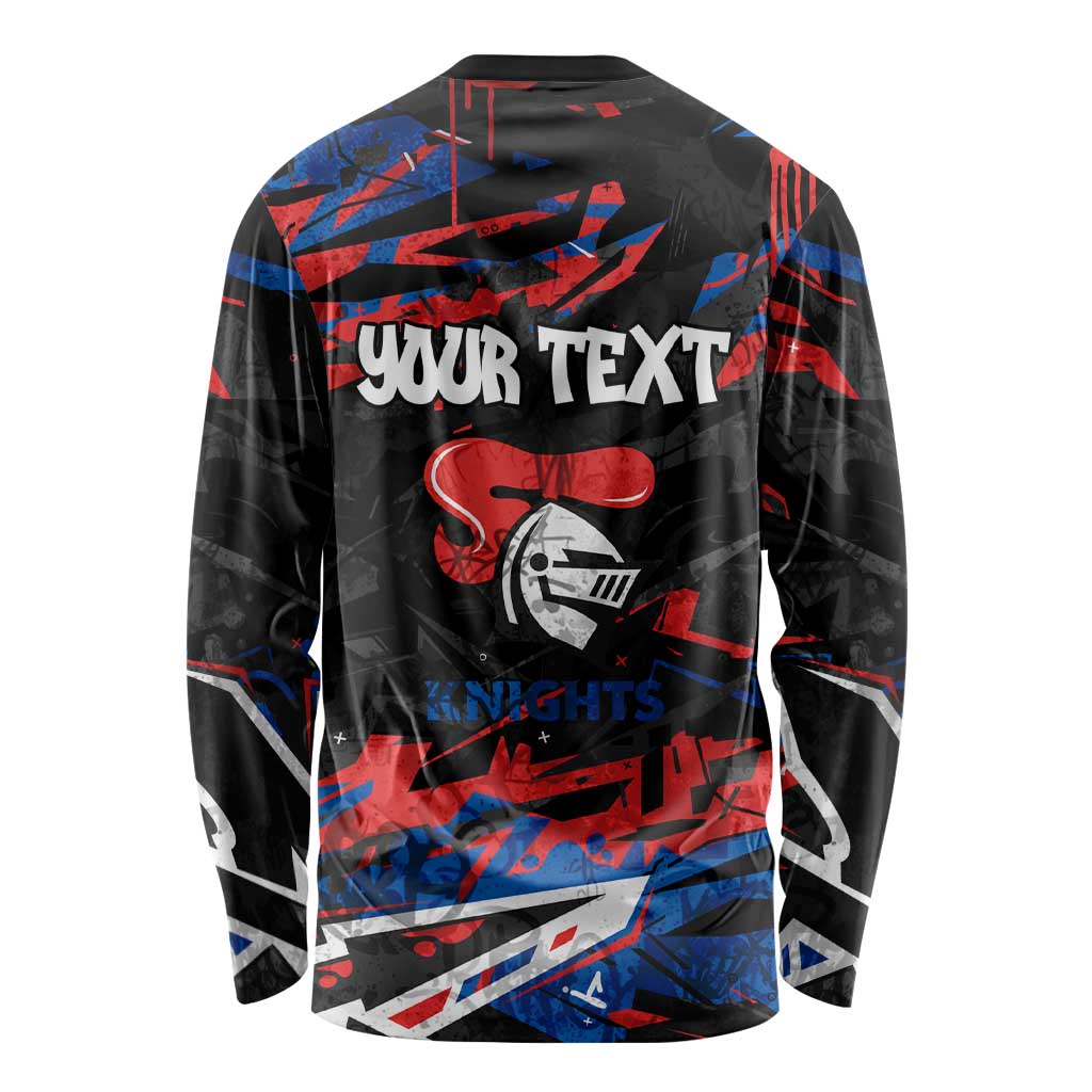 Personalized Newcastle Knights Long Sleeve Shirt Graffiti Grunge Abstract Urban Street Style Design