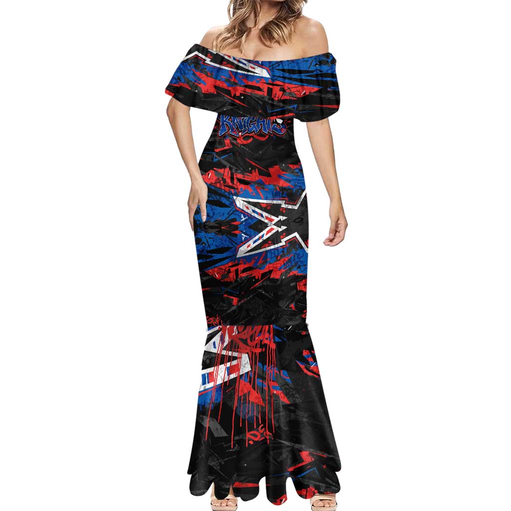 Personalized Newcastle Knights Mermaid Dress Graffiti Grunge Abstract Urban Street Style Design