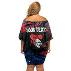 Personalized Newcastle Knights Off Shoulder Short Dress Graffiti Grunge Abstract Urban Street Style Design