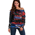 Personalized Newcastle Knights Off Shoulder Sweater Graffiti Grunge Abstract Urban Street Style Design