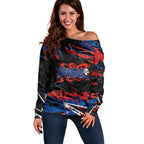 Personalized Newcastle Knights Off Shoulder Sweater Graffiti Grunge Abstract Urban Street Style Design