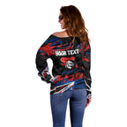 Personalized Newcastle Knights Off Shoulder Sweater Graffiti Grunge Abstract Urban Street Style Design