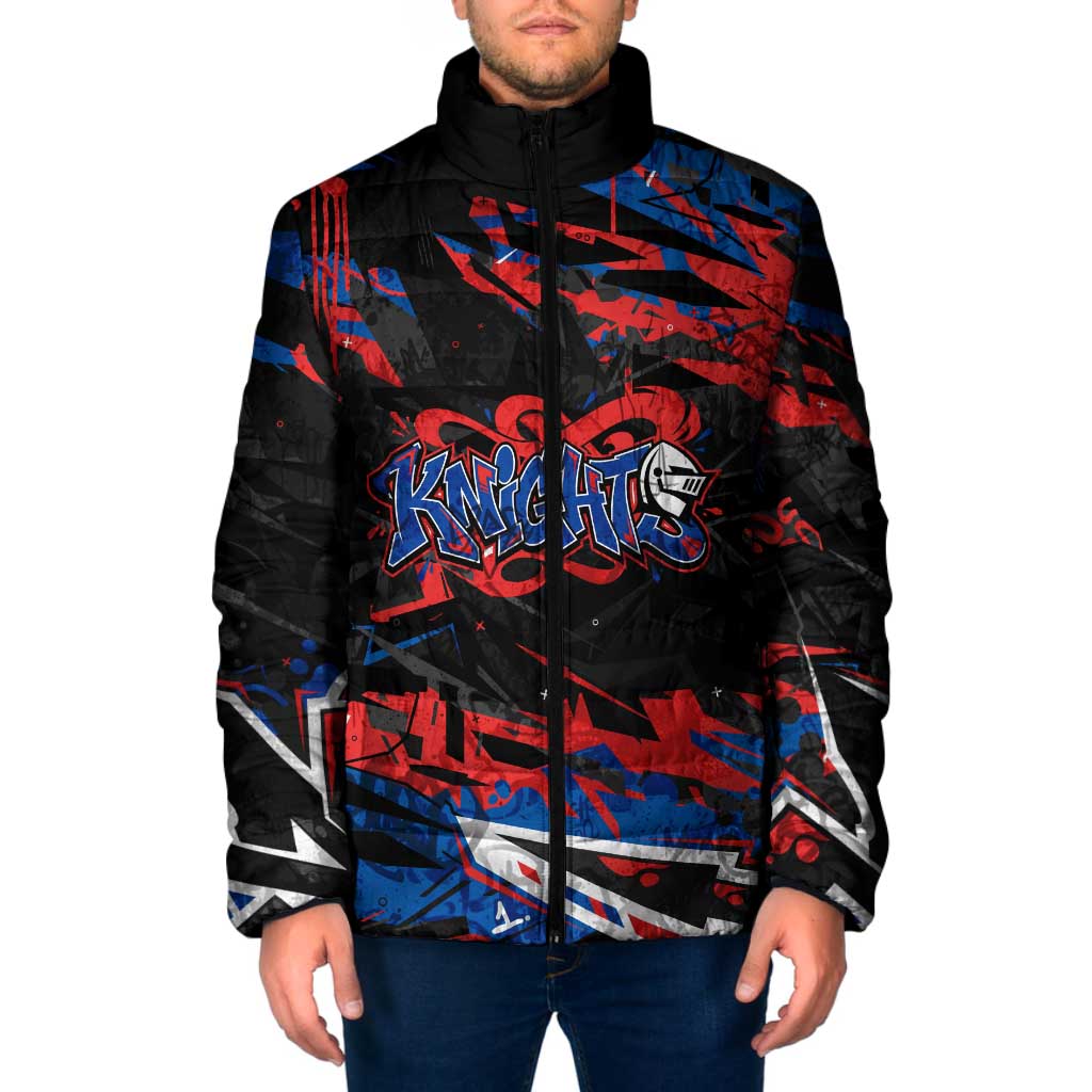 Personalized Newcastle Knights Padded Jacket Graffiti Grunge Abstract Urban Street Style Design