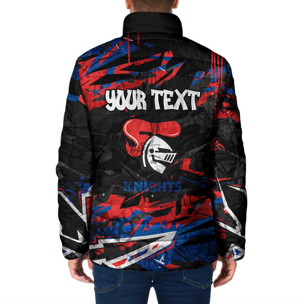 Personalized Newcastle Knights Padded Jacket Graffiti Grunge Abstract Urban Street Style Design