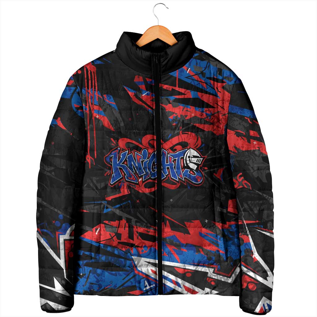 Personalized Newcastle Knights Padded Jacket Graffiti Grunge Abstract Urban Street Style Design