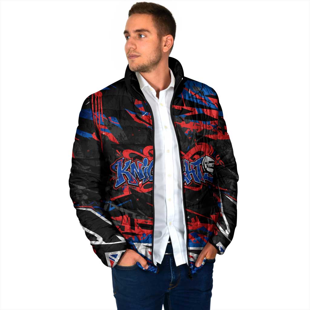 Personalized Newcastle Knights Padded Jacket Graffiti Grunge Abstract Urban Street Style Design