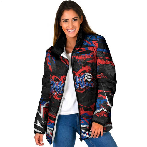 Personalized Newcastle Knights Padded Jacket Graffiti Grunge Abstract Urban Street Style Design