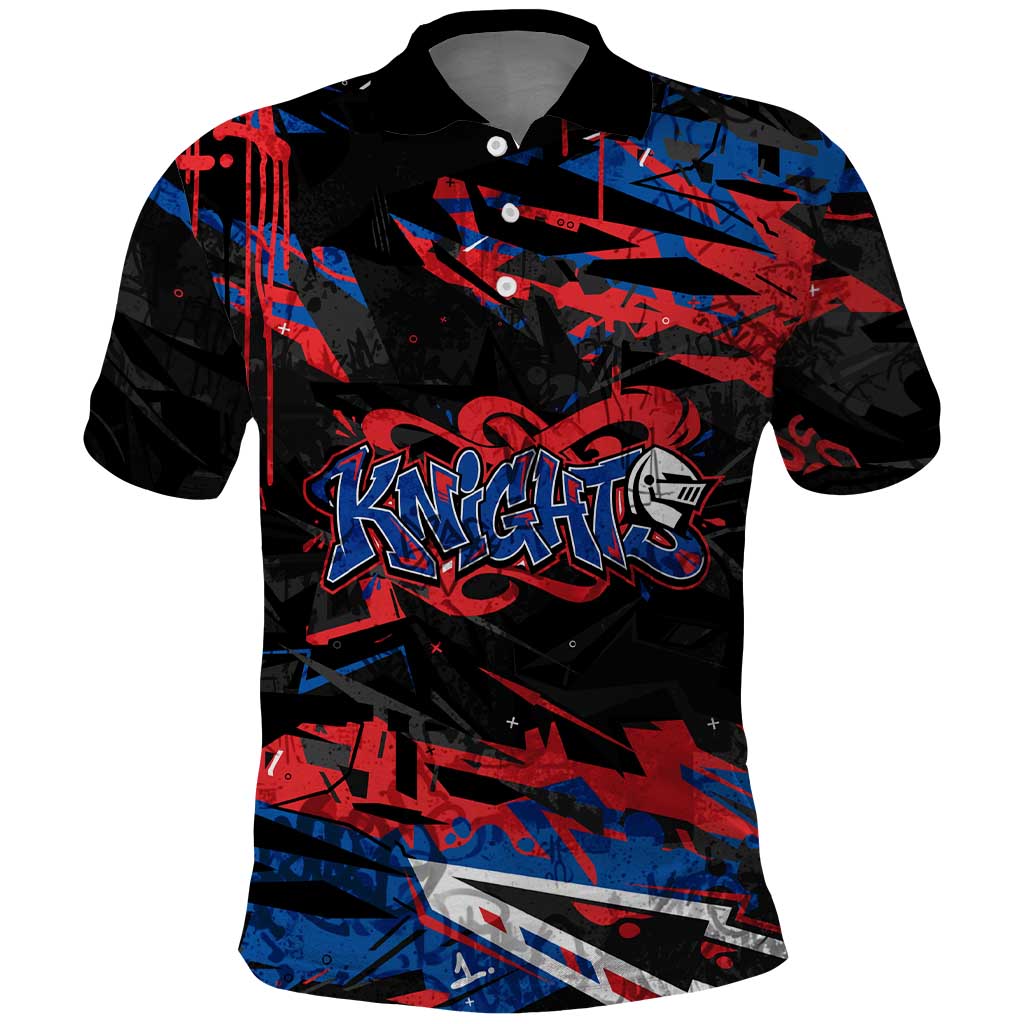 Personalized Newcastle Knights Polo Shirt Graffiti Grunge Abstract Urban Street Style Design