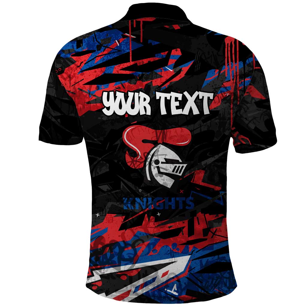 Personalized Newcastle Knights Polo Shirt Graffiti Grunge Abstract Urban Street Style Design