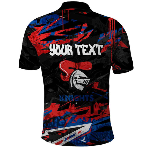 Personalized Newcastle Knights Polo Shirt Graffiti Grunge Abstract Urban Street Style Design