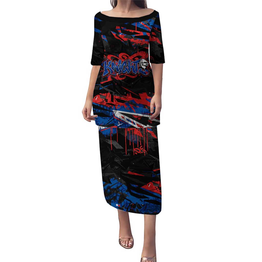 Personalized Newcastle Knights Puletasi Graffiti Grunge Abstract Urban Street Style Design