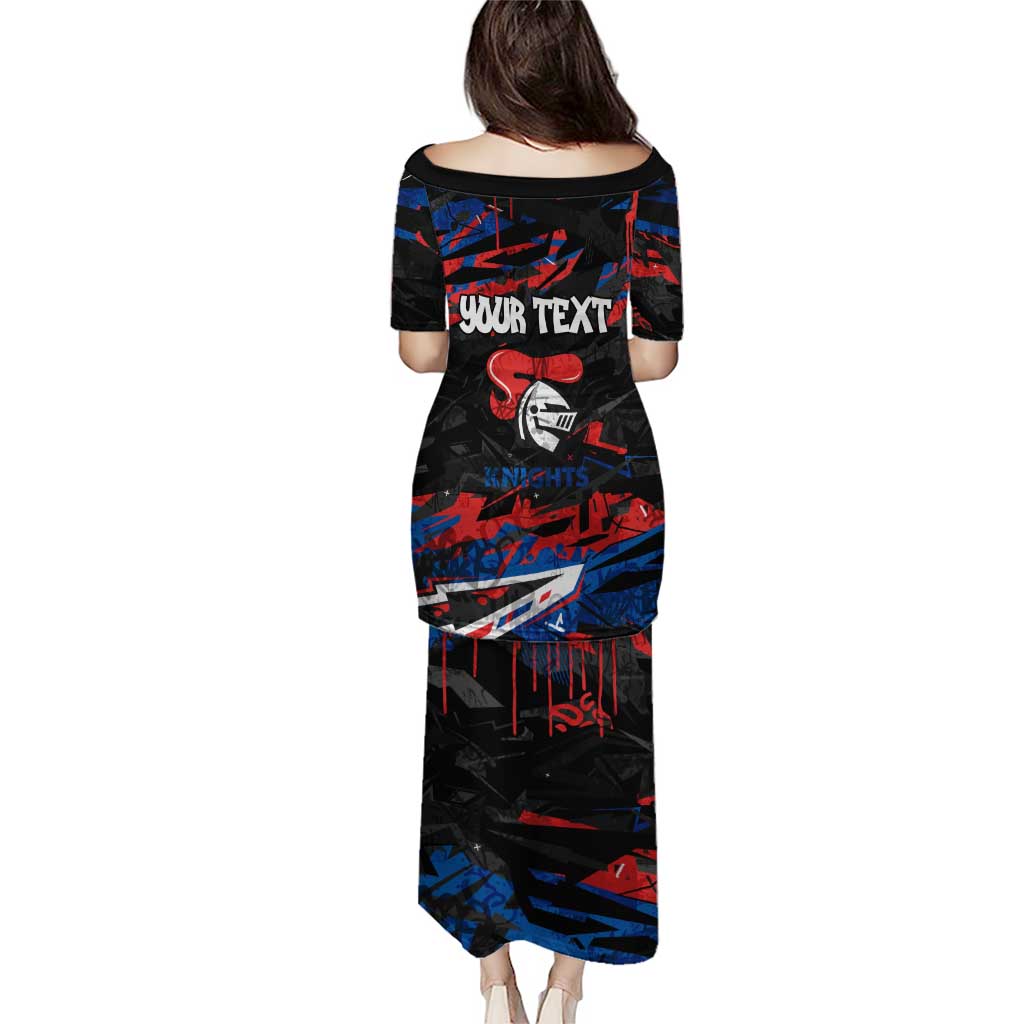 Personalized Newcastle Knights Puletasi Graffiti Grunge Abstract Urban Street Style Design