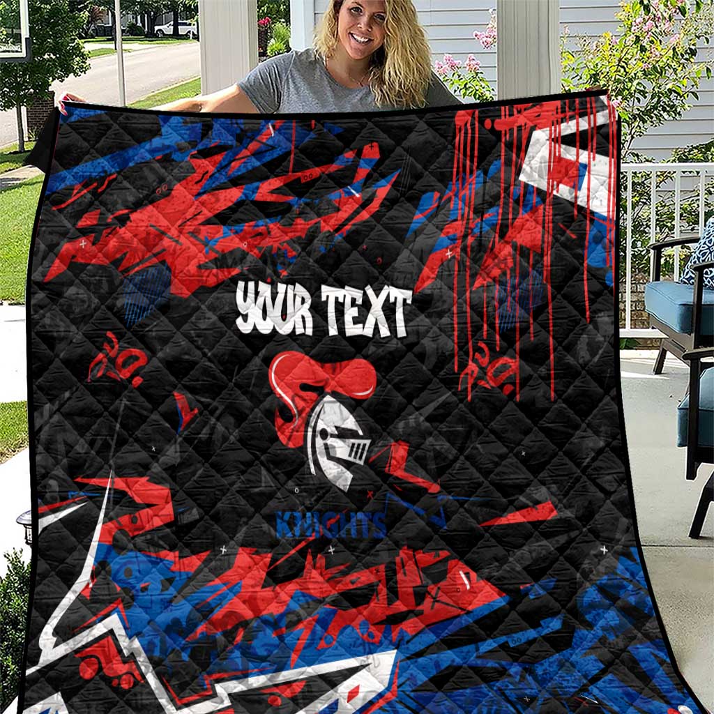 Personalized Newcastle Knights Quilt Graffiti Grunge Abstract Urban Street Style Design