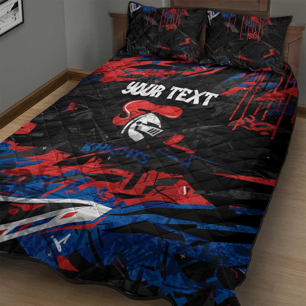 Personalized Newcastle Knights Quilt Bed Set Graffiti Grunge Abstract Urban Street Style Design