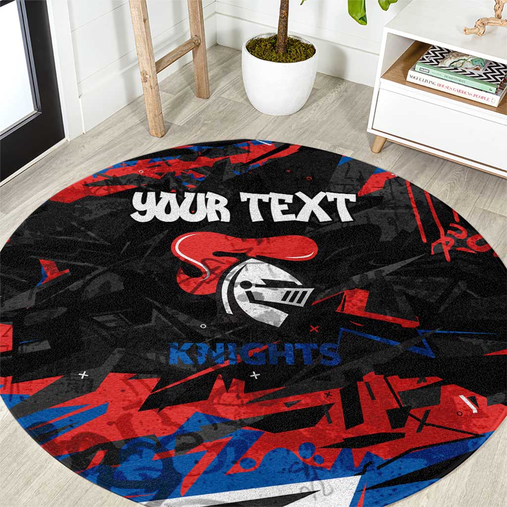 Personalized Newcastle Knights Round Carpet Graffiti Grunge Abstract Urban Street Style Design