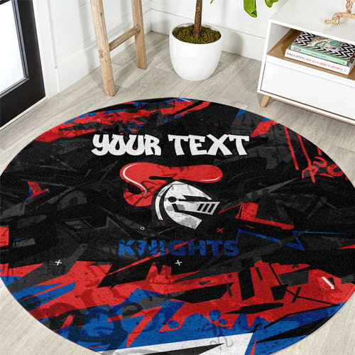 Personalized Newcastle Knights Round Carpet Graffiti Grunge Abstract Urban Street Style Design