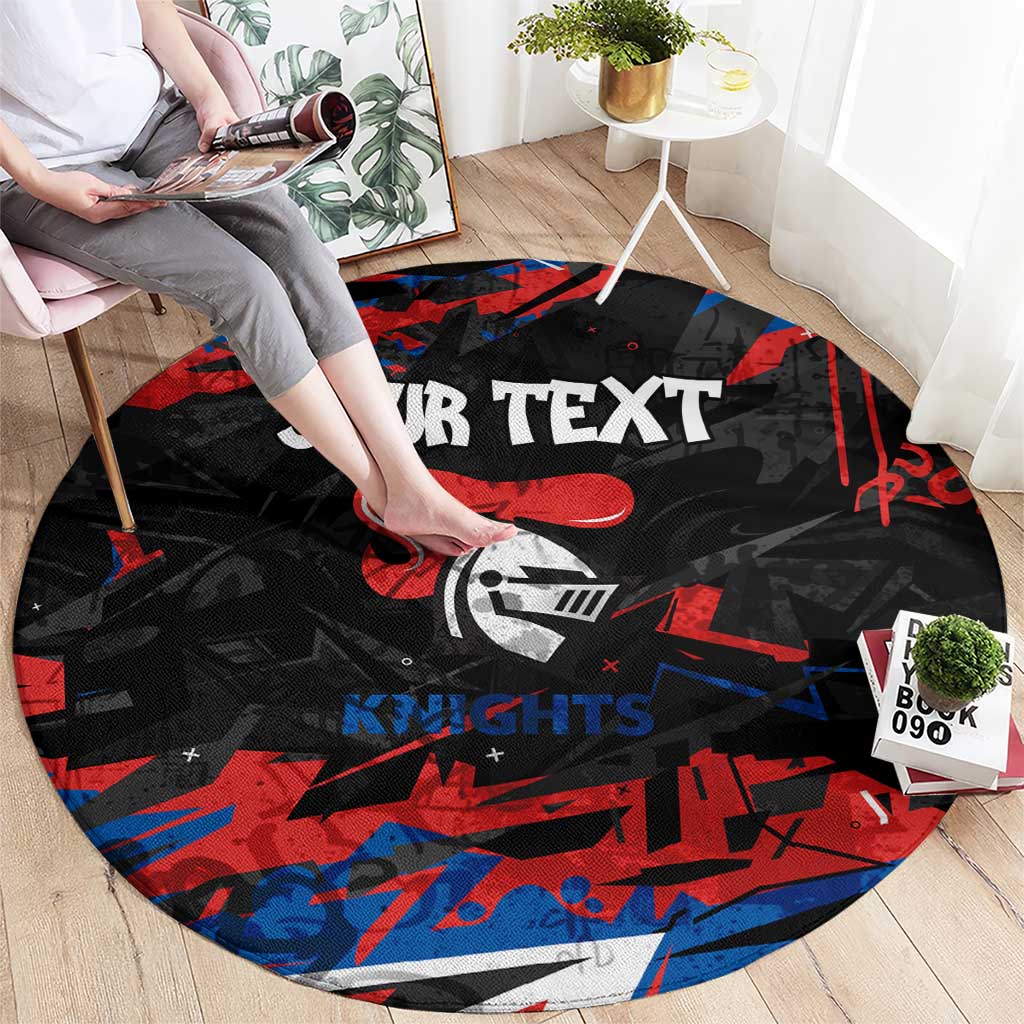 Personalized Newcastle Knights Round Carpet Graffiti Grunge Abstract Urban Street Style Design