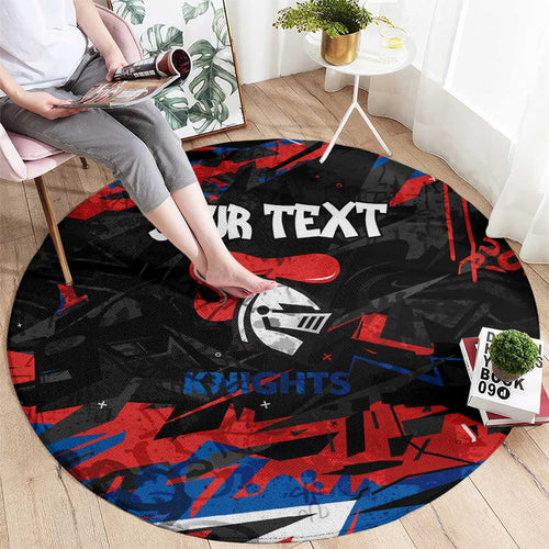 Personalized Newcastle Knights Round Carpet Graffiti Grunge Abstract Urban Street Style Design