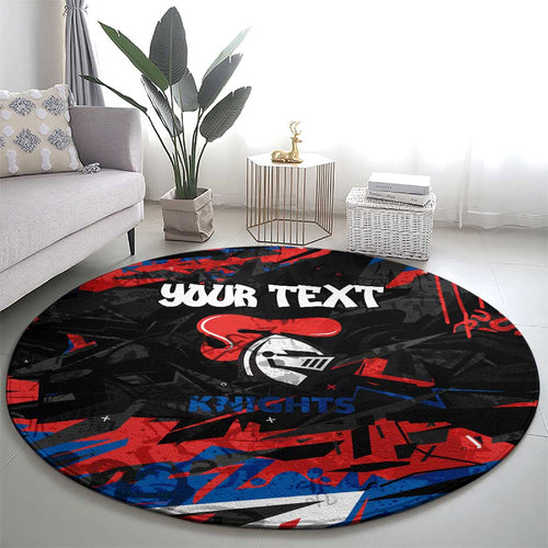Personalized Newcastle Knights Round Carpet Graffiti Grunge Abstract Urban Street Style Design