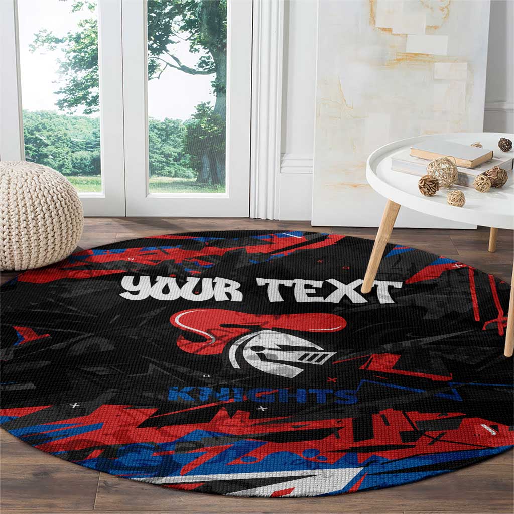 Personalized Newcastle Knights Round Carpet Graffiti Grunge Abstract Urban Street Style Design