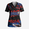 Personalized Newcastle Knights Scrub Top Graffiti Grunge Abstract Urban Street Style Design