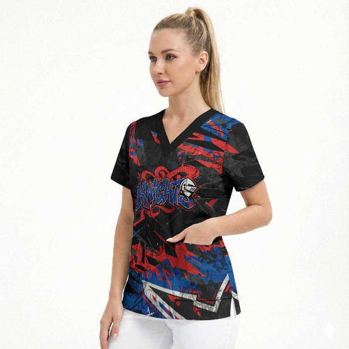 Personalized Newcastle Knights Scrub Top Graffiti Grunge Abstract Urban Street Style Design
