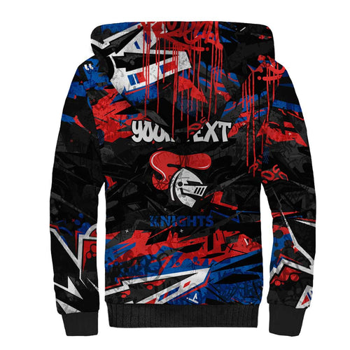 Personalized Newcastle Knights Sherpa Hoodie Graffiti Grunge Abstract Urban Street Style Design