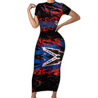 Personalized Newcastle Knights Short Sleeve Bodycon Dress Graffiti Grunge Abstract Urban Street Style Design