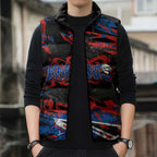 Personalized Newcastle Knights Sleeveless Puffer Jacket Graffiti Grunge Abstract Urban Street Style Design