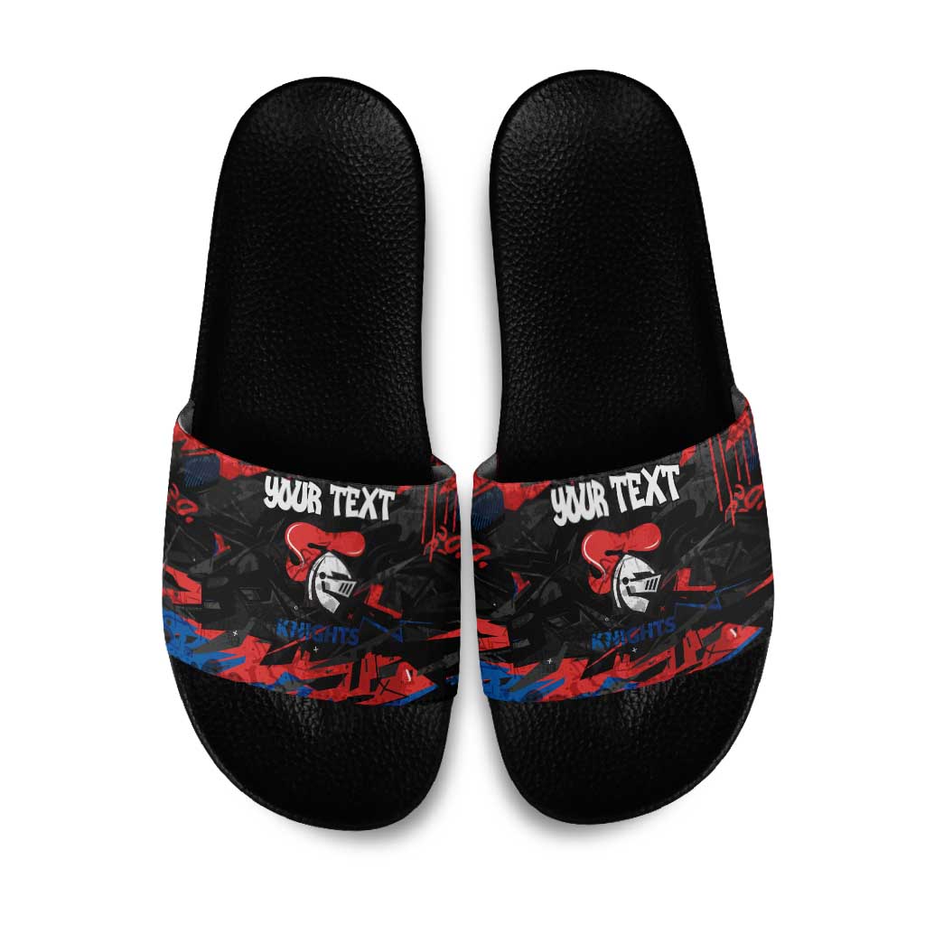 Personalized Newcastle Knights Slide Sandals Graffiti Grunge Abstract Urban Street Style Design