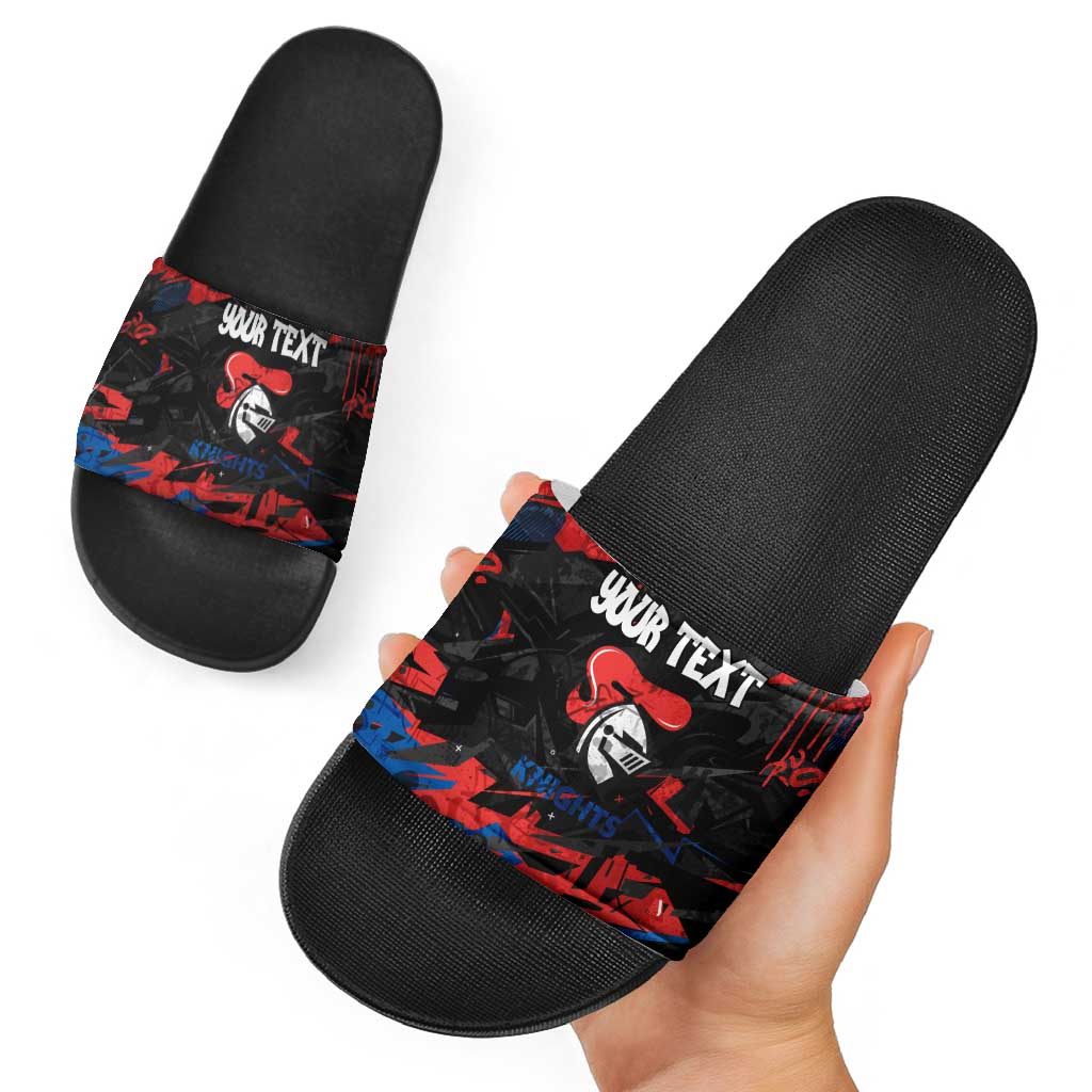 Personalized Newcastle Knights Slide Sandals Graffiti Grunge Abstract Urban Street Style Design