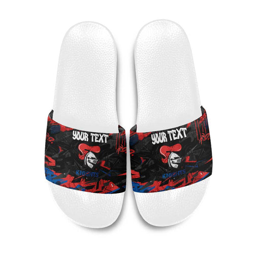 Personalized Newcastle Knights Slide Sandals Graffiti Grunge Abstract Urban Street Style Design