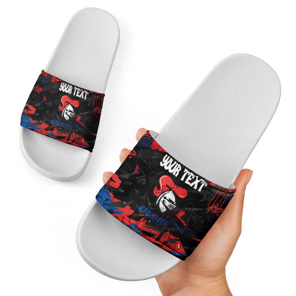 Personalized Newcastle Knights Slide Sandals Graffiti Grunge Abstract Urban Street Style Design