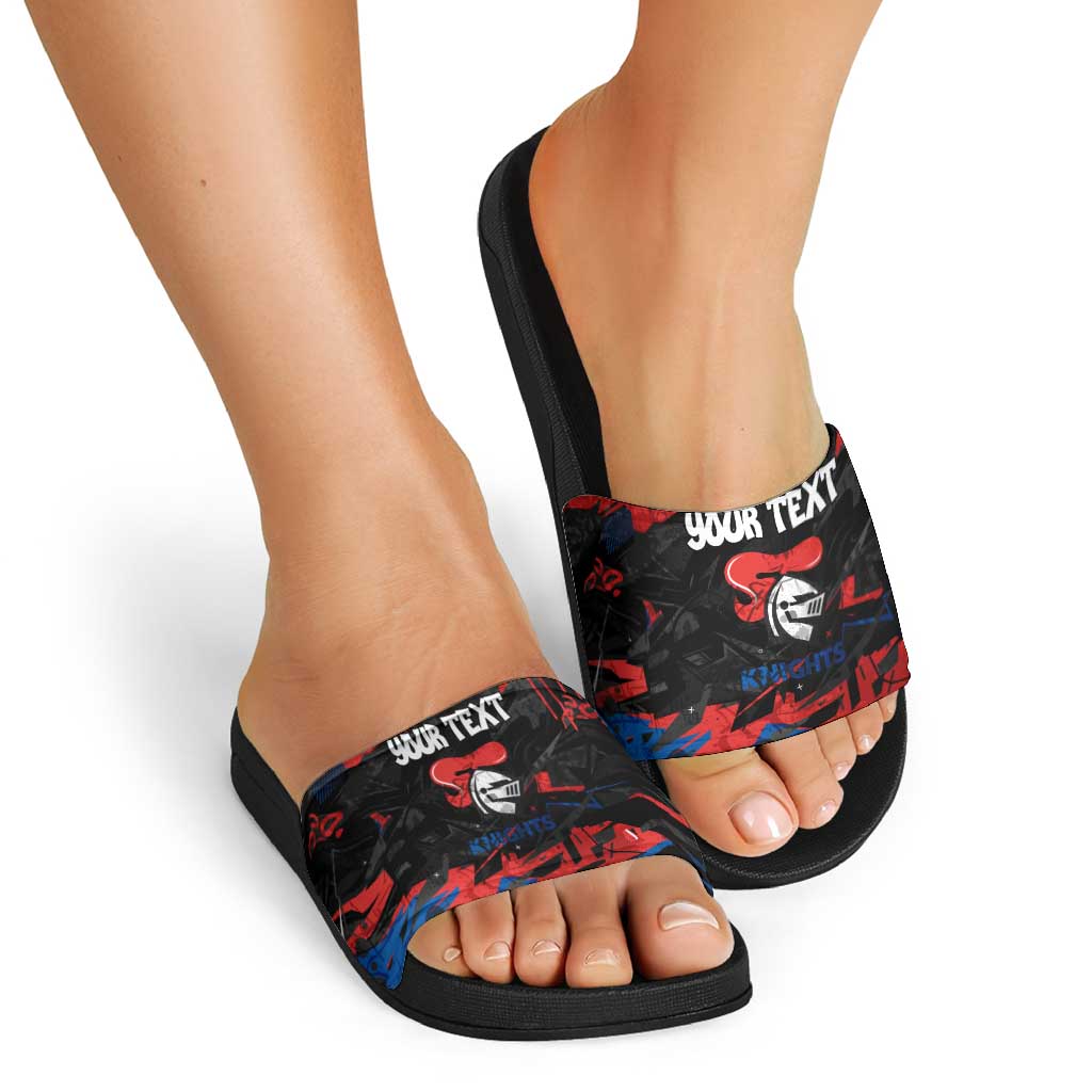 Personalized Newcastle Knights Slide Sandals Graffiti Grunge Abstract Urban Street Style Design