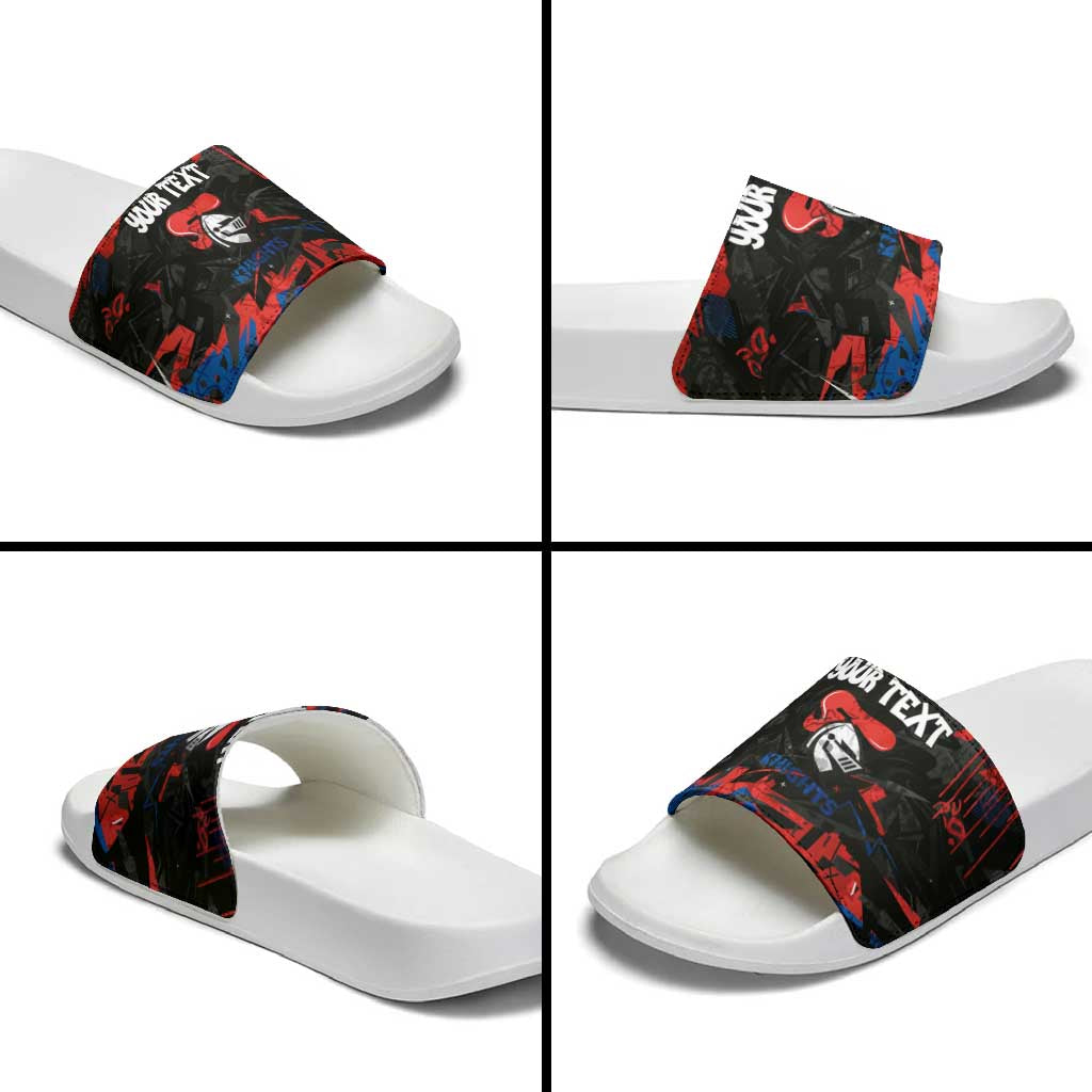 Personalized Newcastle Knights Slide Sandals Graffiti Grunge Abstract Urban Street Style Design