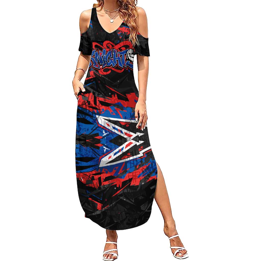 Personalized Newcastle Knights Summer Maxi Dress Graffiti Grunge Abstract Urban Street Style Design