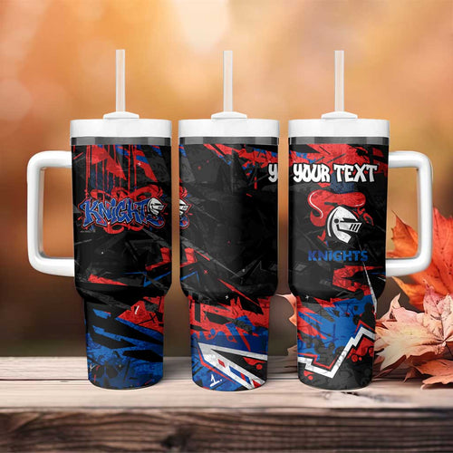 Personalized Newcastle Knights Tumbler With Handle Graffiti Grunge Abstract Urban Street Style Design