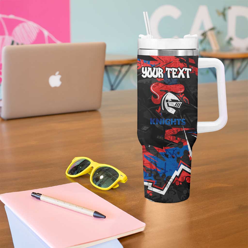 Personalized Newcastle Knights Tumbler With Handle Graffiti Grunge Abstract Urban Street Style Design