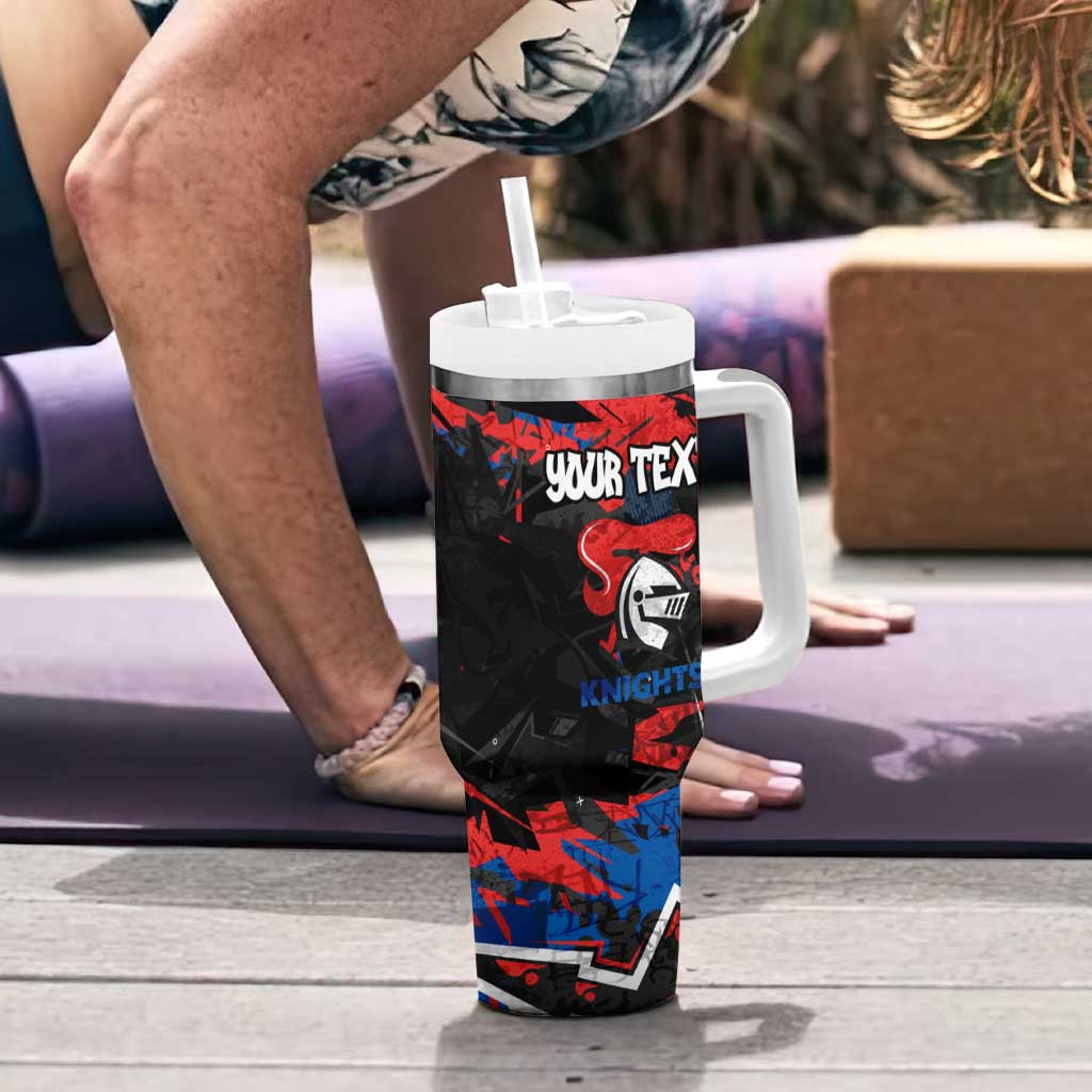 Personalized Newcastle Knights Tumbler With Handle Graffiti Grunge Abstract Urban Street Style Design