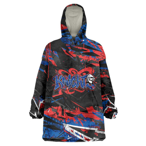 Personalized Newcastle Knights Wearable Blanket Hoodie Graffiti Grunge Abstract Urban Street Style Design