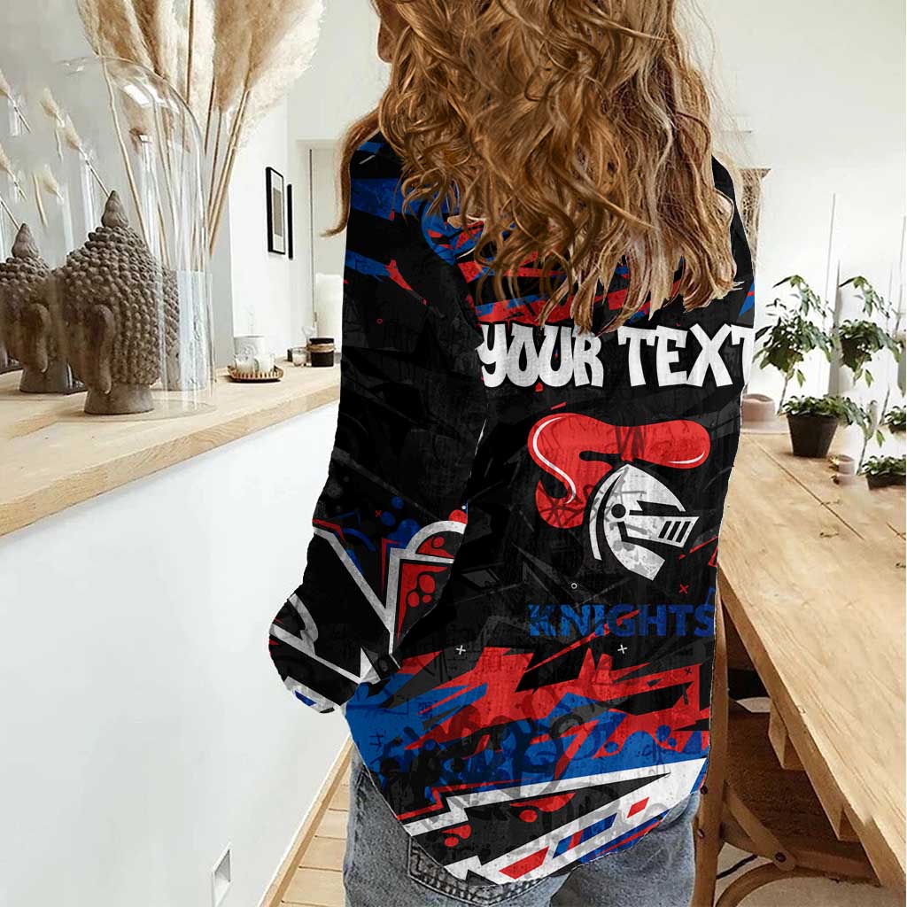 Personalized Newcastle Knights Women Casual Shirt Graffiti Grunge Abstract Urban Street Style Design