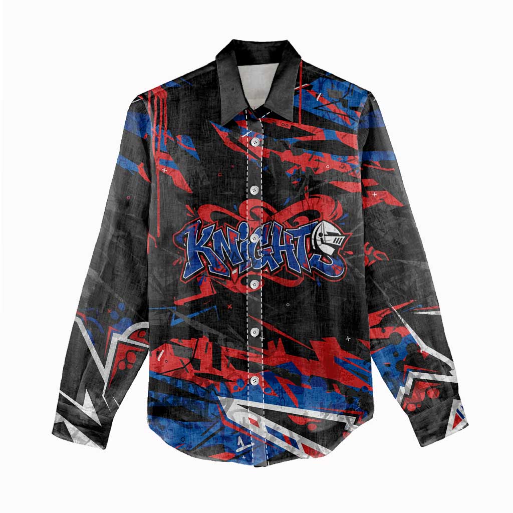 Personalized Newcastle Knights Women Casual Shirt Graffiti Grunge Abstract Urban Street Style Design