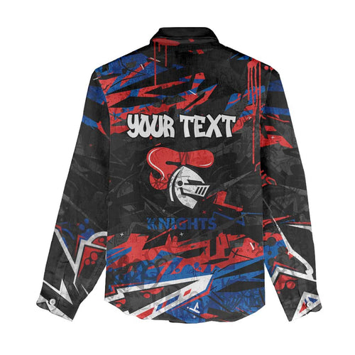 Personalized Newcastle Knights Women Casual Shirt Graffiti Grunge Abstract Urban Street Style Design